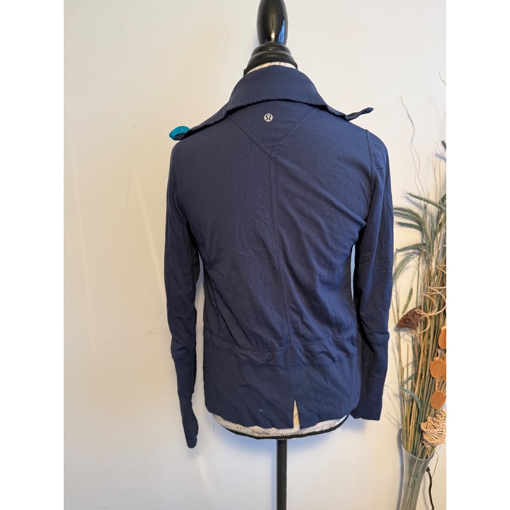 Lululemon Womens‎ Navy Blue Teal Reversible Full Zip Athletic Jacket Thumbholes